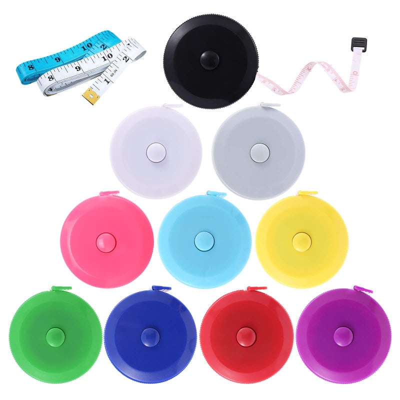 MUZHI Tape Measure, 10 Pack Measuring Tape for Body 60 Inch, Retractable Fabric Small Tape Measure for Sewing Tailor Medical Craft Cloth - Image 1